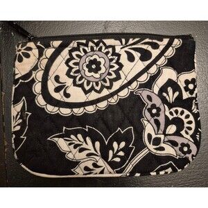 Vera Bradley Midnight Paisley Small Makeup Bag Purse Organizer Zip Quilted EUC